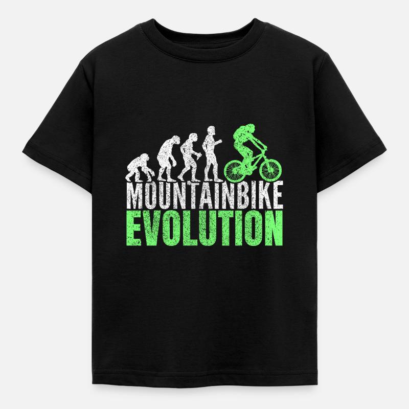 Mountainbike Evolution - Kinder T-Shirt - Schwarz
