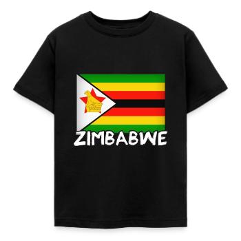 Simbabwe Flagge Wappen Zimbabwe - Kinder T-Shirt - Schwarz - Vorne - AI Model Kid Female (0cm)