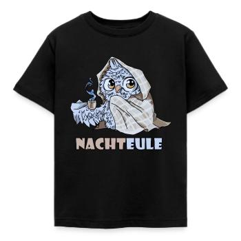 Nachteule im Einsatz - Nachtaktiv - Kinder T-Shirt - Schwarz - Vorne - AI Model Kid Female (0cm)