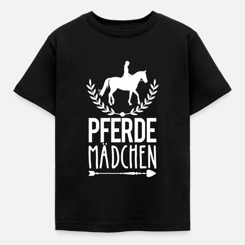 Pferde Mädchen Reiterin Reiten Spruch Geschenk - Kinder T-Shirt - Schwarz