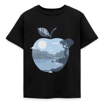 Vintage Panorama Apfel - Kinder T-Shirt - Schwarz - Vorne - AI Model Kid Female (0cm)