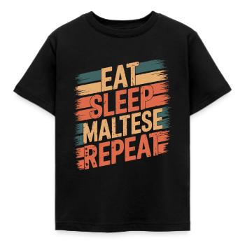 Eat. Sleep. Malteser. Repeat. - Kinder T-Shirt - Schwarz - Vorne - AI Model Kid Female (0cm)