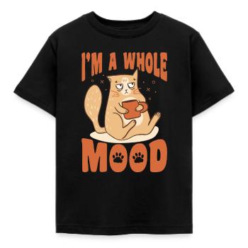 Katzen Kaffee Launisch Bürohumor Bengal Katze - Kinder T-Shirt - Schwarz - Vorne - AI Model Kid Female (0cm)