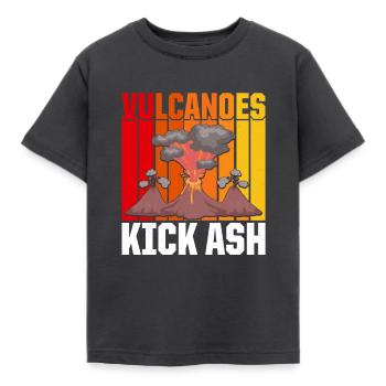 Retro Volcanoes Kick Ash Geologe Vintage Vulkan - Kinder T-Shirt - Dunkelgrau - Vorne - AI Model Kid Female (0cm)