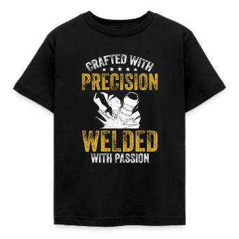 Crafted Precision Welded Passion Schweißgerät - Kinder T-Shirt - Schwarz - Vorne - AI Model Kid Female (0cm)