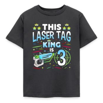 Lasertag King Is 3 Birthday Boy Indoor Laser Tag - Kids' T-Shirt - dark grey - Front - AI Model Kid Female (0cm)