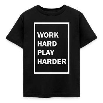 Work Hard Play Harder - Kids' T-Shirt - black - Front - AI Model Kid Female (0cm)