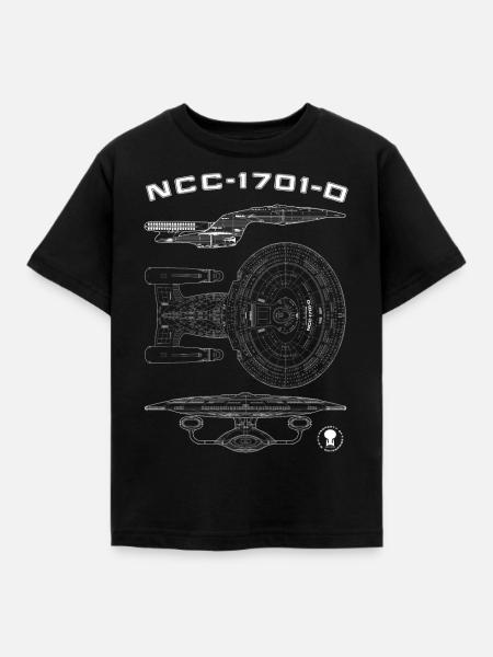 Star Trek The Next Generation NCC-1701-D Blueprint - Kids' T-Shirt - black
