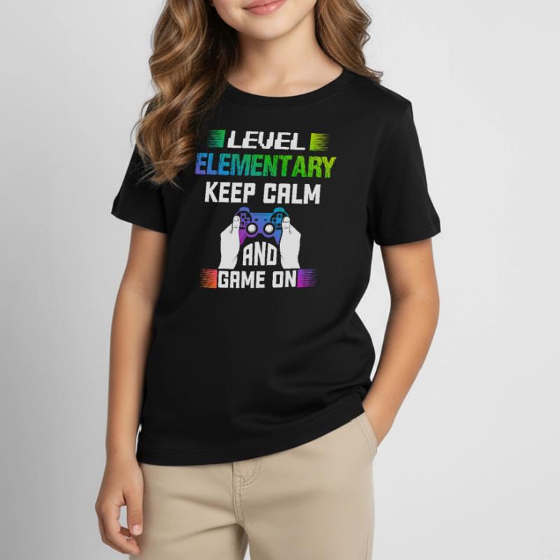Level ELEMENTARY keep calm and game on Kids' T-Shirt