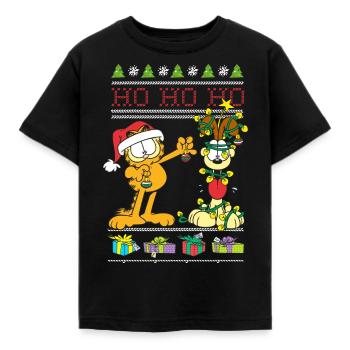 Garfield And Odie Christmas Hohoho - Kids' T-Shirt - black - Front - AI Model Kid Female (0cm)