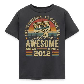 April 2012 Vintage Retro Birthday Gift - Kids' T-Shirt - dark grey - Front - AI Model Kid Female (0cm)