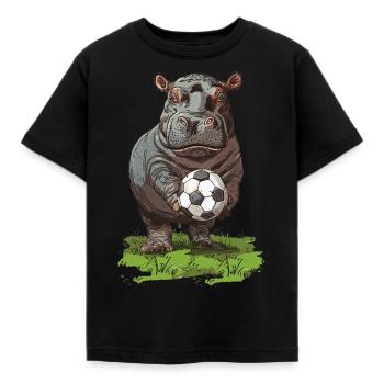 Fußball Soccer Nilpferd Soccer hippopotamus hippo - Kinder T-Shirt - Schwarz - Vorne - AI Model Kid Female (0cm)