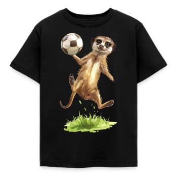 Soccer Meerkat Suricato di calcio Soccer ball - Kids' T-Shirt - black - Front - AI Model Kid Female (0cm)