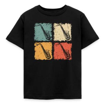 Vintage Saxophon Saxophonist Jazz Musiker - Kinder T-Shirt - Schwarz - Vorne - AI Model Kid Female (0cm)