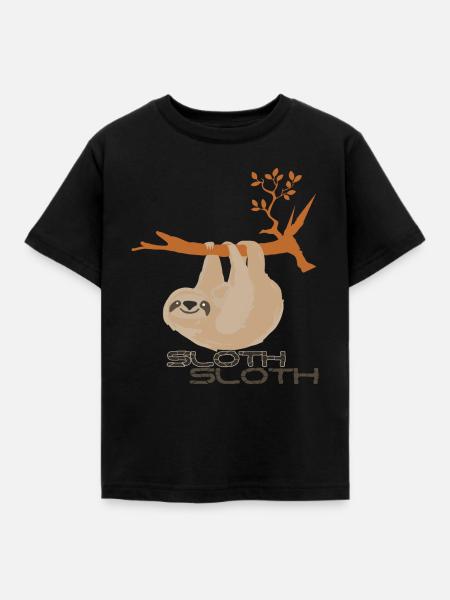 Sloth Faultier - Kinder T-Shirt - Schwarz