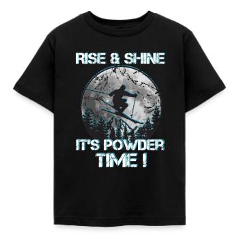 Ski Rise and shine C’est l’heure de la poudreuse - T-shirt Enfant - noir - Devant - AI Model Kid Female (0cm)