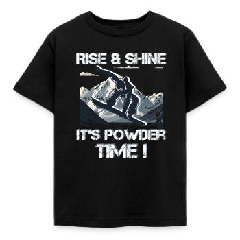 Snowboard Powder time - Kids' T-Shirt - black - Front - AI Model Kid Female (0cm)