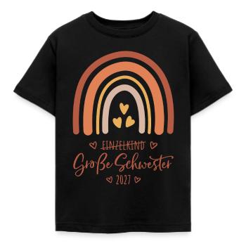 Große Schwester 2027 Boho Regenbogen  - Kinder T-Shirt - Schwarz - Vorne - AI Model Kid Female (0cm)