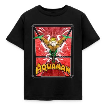 Justice League Aquaman Cover Illustration Vintage - Kids' T-Shirt - black - Front - AI Model Kid Female (0cm)