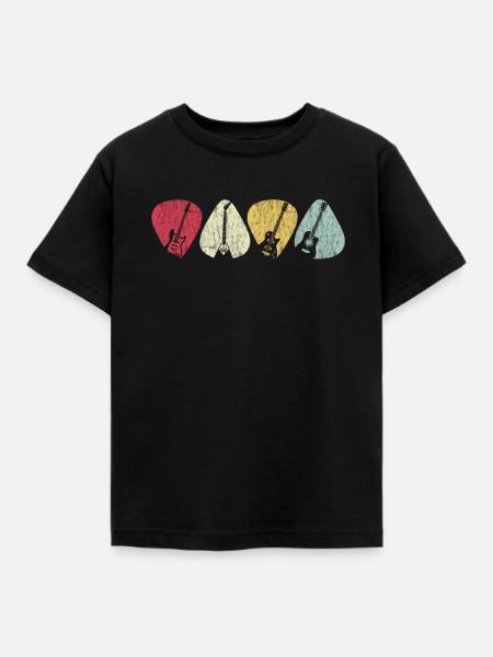 Gitarren Pick Plektrum Für Gitarrist Retro - Kinder T-Shirt - Schwarz
