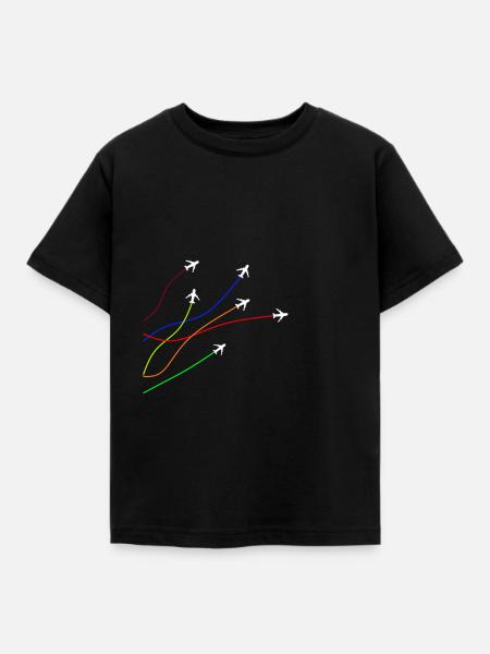 Pilot Flugzeug bunt - Kinder T-Shirt - Schwarz