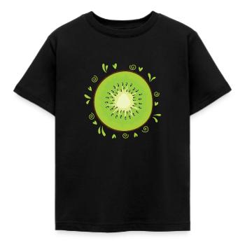 Kiwi Slice Fruit Fruit Animal Nouvelle-Zélande - T-shirt Enfant - noir - Devant - AI Model Kid Female (0cm)