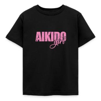 Aikido Girl Kampfkunst Training - Kinder T-Shirt - Schwarz - Vorne - AI Model Kid Female (0cm)