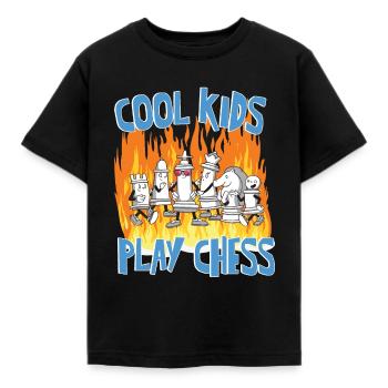 Schachfiguren Kinder Schach Cool Kids Play Chess - Kinder T-Shirt - Schwarz - Vorne - AI Model Kid Female (0cm)
