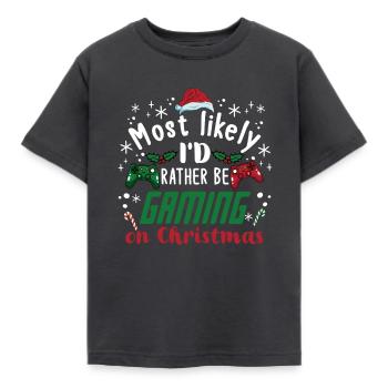 Weihnachten Xmas Gamer Gaming On Christmas - Kids' T-Shirt - dark grey - Front - AI Model Kid Female (0cm)