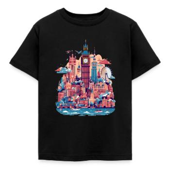 London - Kinder T-Shirt - Schwarz - Vorne - AI Model Kid Female (0cm)