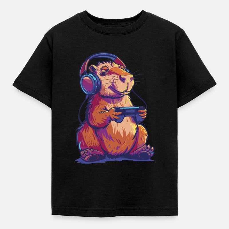 Capybara Videospiel - Kinder T-Shirt - Schwarz