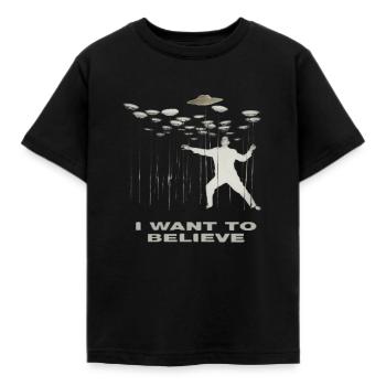 believe ufo - Kids' T-Shirt - black - Front - AI Model Kid Female (0cm)