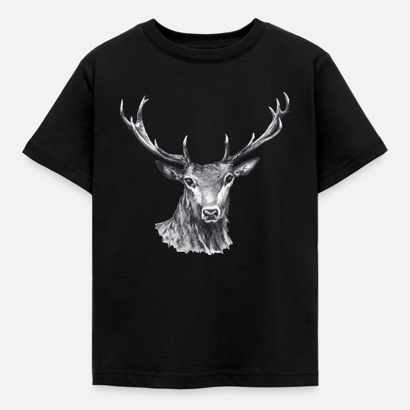 Hirsch - Kinder T-Shirt - Schwarz