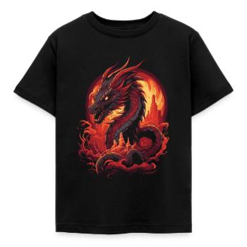 Fantasy Drache Feuerdrache - Kinder T-Shirt - Schwarz - Vorne - AI Model Kid Female (0cm)