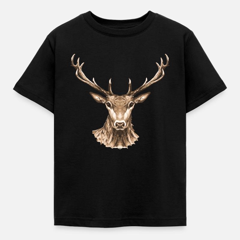 Hirsch - Kinder T-Shirt - Schwarz