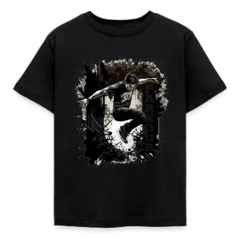 Parkourläufer im Sprung - Kinder T-Shirt - Schwarz - Vorne - AI Model Kid Female (0cm)