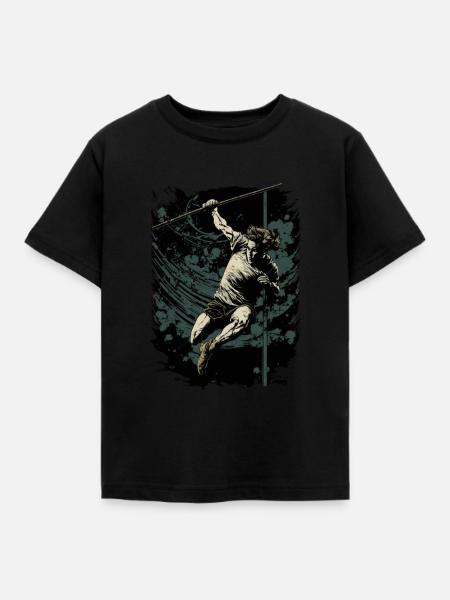 Stabhochspringer in Aktion - Kinder T-Shirt - Schwarz