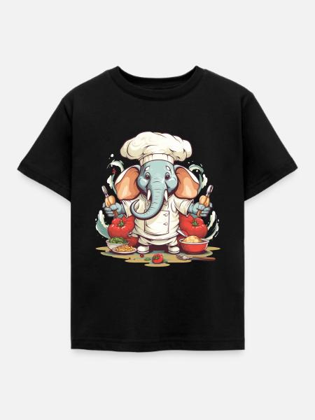 Elefantenkoch - Kinder T-Shirt - Schwarz
