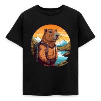 Cochons d’Inde Capybara en tournée - T-shirt Enfant - noir - Devant - AI Model Kid Female (0cm)