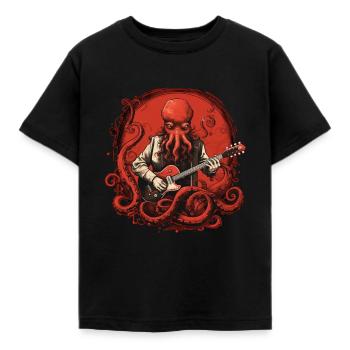 Musikalische Krake - Kinder T-Shirt - Schwarz - Vorne - AI Model Kid Female (0cm)