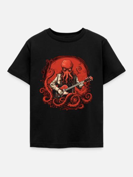 Musikalische Krake - Kinder T-Shirt - Schwarz