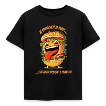 Crazy Burger Hamburger Cheeseburger - T-shirt Enfant - noir - Devant - AI Model Kid Female (0cm)