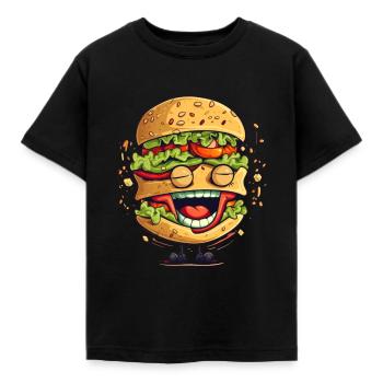 Drôle de burger comique Hamburger Cheeseburger - T-shirt Enfant - noir - Devant - AI Model Kid Female (0cm)
