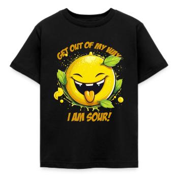 Lemon with "I'm sour" saying - Kids' T-Shirt - black - Front - AI Model Kid Female (0cm)
