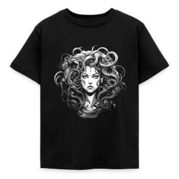 Greek Medusa myth - Kids' T-Shirt - black - Front - AI Model Kid Female (0cm)