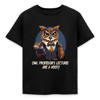 Enseignant hibou avec dire école - T-shirt Enfant - noir - Devant - AI Model Kid Female (0cm)