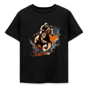 Cavalier au galop - T-shirt Enfant - noir - Devant - AI Model Kid Female (0cm)