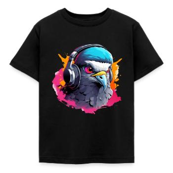 Adler mit Headset - Kinder T-Shirt - Schwarz - Vorne - AI Model Kid Female (0cm)