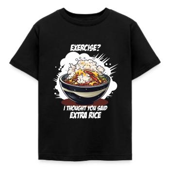 Bol de riz de nourriture asiatique avec du riz et dicton drôle - T-shirt Enfant - noir - Devant - AI Model Kid Female (0cm)