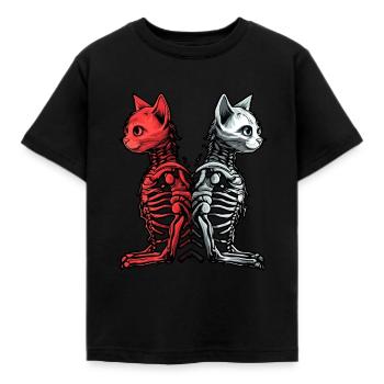 Goth Ying Yang Cat Alchemy Skeleton Cat - Kids' T-Shirt - black - Front - AI Model Kid Female (0cm)